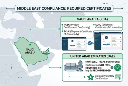 SABER platform and certificate of conformity documents for Middle East export